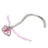 Claw Set Jewel (2mm) - Pink - Silver Nose Stud